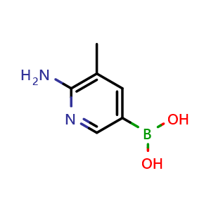 Chemical structure of 6-amino-5-methylpyridin-3-ylboronic acid , CAS 1032759-01-5, AChemBlock S83864