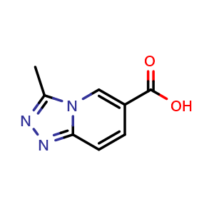 Chemical structure of 3-methyl-[1,2,4]triazolo[4,3-a]pyridine-6-carboxylic acid , CAS 1031619-88-1, AChemBlock S83871