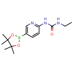 Chemical structure of 1-ethyl-3-(5-(4,4,5,5-tetramethyl-1,3,2-dioxaborolan-2-yl)pyridin-2-yl)urea , CAS 1031431-96-5, AChemBlock S83873