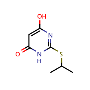 Chemical structure of 4-hydroxy-2-isopropylsulfanyl-1H-pyrimidin-6-one , CAS 1026862-83-8, AChemBlock S83904