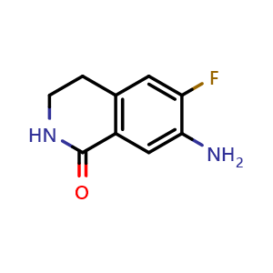 Chemical structure of 7-amino-6-fluoro-3,4-dihydro-2H-isoquinolin-1-one , CAS 1025898-12-7, AChemBlock S83910