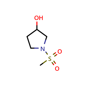 Chemical structure of 1-Methanesulfonylpyrrolidin-3-ol , CAS 1025772-40-0, AChemBlock S83911