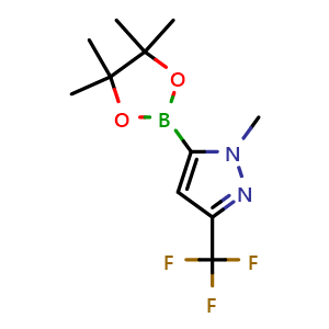 Chemical structure of 1-methyl-5-(tetramethyl-1,3,2-dioxaborolan-2-yl)-3-(trifluoromethyl)-1H-pyrazole , CAS 1025719-23-6, AChemBlock S83912