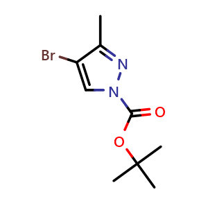 Chemical structure of tert-butyl 4-bromo-3-methyl-1H-pyrazole-1-carboxylate , CAS 1021919-24-3, AChemBlock S83938