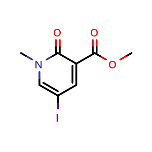Chemical structure of methyl 5-iodo-1-methyl-2-oxo-pyridine-3-carboxylate , CAS 1021450-82-7, AChemBlock S83940