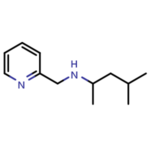Chemical structure of (4-methylpentan-2-yl)[(pyridin-2-yl)methyl]amine , CAS 1021095-89-5, AChemBlock S83948