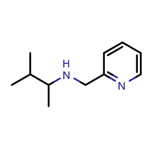 Chemical structure of (3-methylbutan-2-yl)[(pyridin-2-yl)methyl]amine , CAS 1020931-90-1, AChemBlock S83959