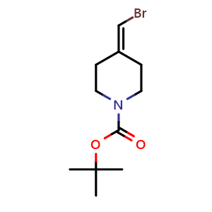 Chemical structure of tert-butyl 4-(bromomethylidene)piperidine-1-carboxylate , CAS 1020329-80-9, AChemBlock S83963