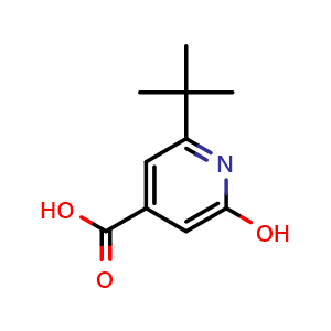 Chemical structure of 2-tert-butyl-6-hydroxypyridine-4-carboxylic acid , CAS 102015-02-1, AChemBlock S83964