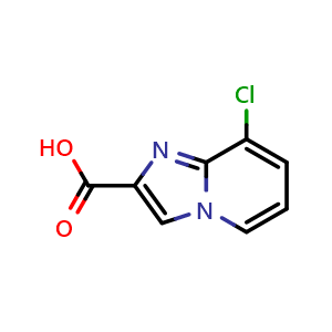 Chemical structure of 8-chloroimidazo[1,2-a]pyridine-2-carboxylic acid , CAS 1020038-45-2, AChemBlock S83967