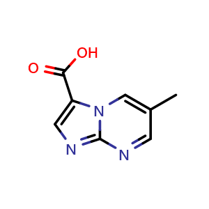 Chemical structure of 6-methylimidazo[1,2-a]pyrimidine-3-carboxylic acid , CAS 1020035-04-4, AChemBlock S83969