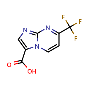Chemical structure of 7-(trifluoromethyl)imidazo[1,2-a]pyrimidine-3-carboxylic acid , CAS 1020034-46-1, AChemBlock S83970