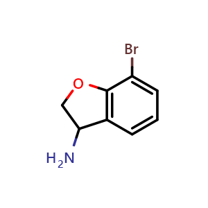 Chemical structure of 7-bromo-2,3-dihydro-1-benzofuran-3-amine , CAS 1019631-11-8, AChemBlock S83974