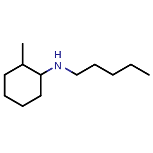 Chemical structure of 2-methyl-N-pentylcyclohexan-1-amine , CAS 1019586-97-0, AChemBlock S83989