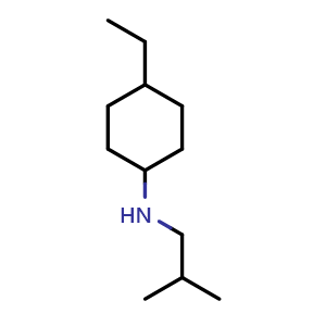 Chemical structure of 4-ethyl-N-(2-methylpropyl)cyclohexan-1-amine , CAS 1019578-74-5, AChemBlock S83992