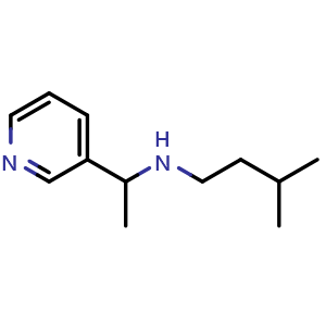 Chemical structure of (3-methylbutyl)[1-(pyridin-3-yl)ethyl]amine , CAS 1019549-81-5, AChemBlock S84001