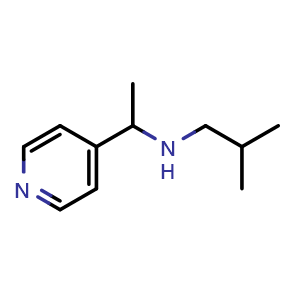 Chemical structure of (2-Methylpropyl)[1-(pyridin-4-yl)ethyl]amine , CAS 1019531-46-4, AChemBlock S84006