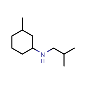 Chemical structure of 3-methyl-N-(2-methylpropyl)cyclohexan-1-amine , CAS 1019531-22-6, AChemBlock S84007