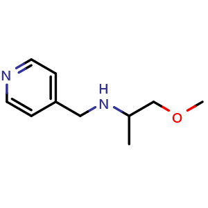 Chemical structure of (1-methoxypropan-2-yl)[(pyridin-4-yl)methyl]amine , CAS 1019530-61-0, AChemBlock S84009