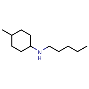 Chemical structure of 4-methyl-N-pentylcyclohexan-1-amine , CAS 1019511-44-4, AChemBlock S84013