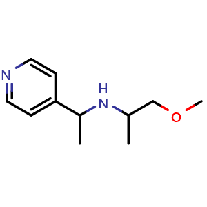 Chemical structure of (1-methoxypropan-2-yl)[1-(pyridin-4-yl)ethyl]amine , CAS 1019480-49-9, AChemBlock S84019