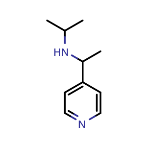 Chemical structure of (propan-2-yl)[1-(pyridin-4-yl)ethyl]amine , CAS 1019477-63-4, AChemBlock S84020