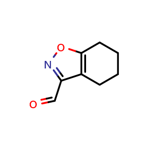 Chemical structure of 4,5,6,7-tetrahydro-1,2-benzoxazole-3-carbaldehyde , CAS 1018584-77-4, AChemBlock S84046