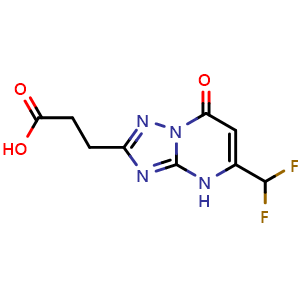 Chemical structure of 3-[5-(difluoromethyl)-7-oxo-4H,7H-[1,2,4]triazolo[1,5-a]pyrimidin-2-yl]propanoic acid , CAS 1018151-04-6, AChemBlock S84051