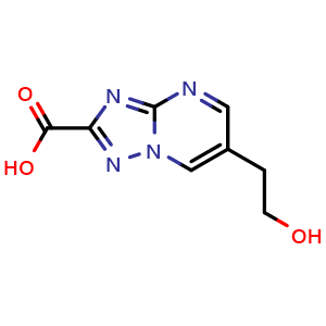Chemical structure of 6-(2-hydroxyethyl)-[1,2,4]triazolo[1,5-a]pyrimidine-2-carboxylic acid , CAS 1018125-47-7, AChemBlock S84053