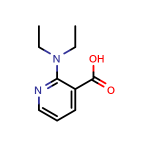 Chemical structure of 2-(diethylamino)pyridine-3-carboxylic acid , CAS 1017362-89-8, AChemBlock S84066