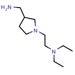 Chemical structure of 1-{1-[2-(diethylamino)ethyl]pyrrolidin-3-yl}methanamine , CAS 1016888-02-0, AChemBlock S84075