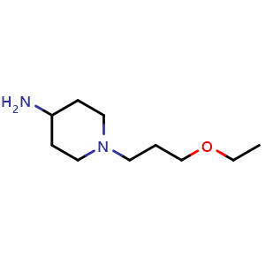 Chemical structure of 1-(3-ethoxypropyl)piperidin-4-amine , CAS 1016879-42-7, AChemBlock S84076