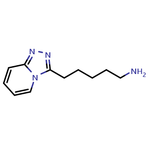 Chemical structure of 5-{[1,2,4]triazolo[4,3-a]pyridin-3-yl}pentan-1-amine , CAS 1016835-11-2, AChemBlock S84079
