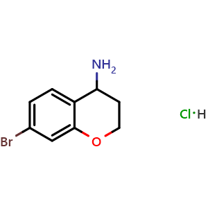 Chemical structure of 7-bromo-3,4-dihydro-2H-1-benzopyran-4-amine hydrochloride , CAS 1016804-06-0, AChemBlock S84083