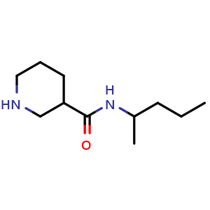 Chemical structure of N-(pentan-2-yl)piperidine-3-carboxamide , CAS 1016755-96-6, AChemBlock S84088