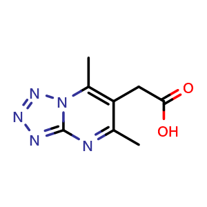 Chemical structure of 2-{5,7-dimethyl-[1,2,3,4]tetrazolo[1,5-a]pyrimidin-6-yl}acetic acid , CAS 1016708-53-4, AChemBlock S84093