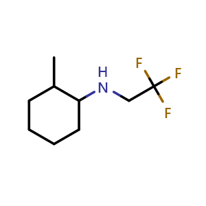 Chemical structure of 2-methyl-N-(2,2,2-trifluoroethyl)cyclohexan-1-amine , CAS 1016528-01-0, AChemBlock S84098