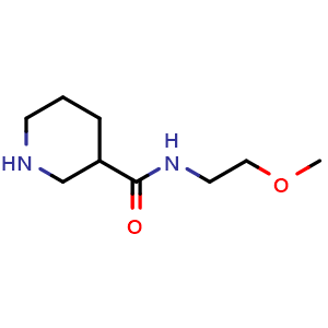 Chemical structure of N-(2-methoxyethyl)piperidine-3-carboxamide , CAS 1016522-09-0, AChemBlock S84099