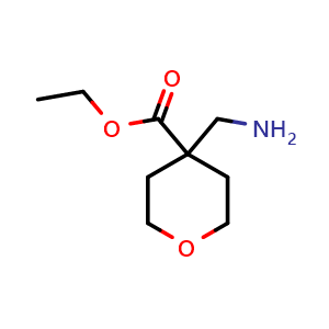 Chemical structure of ethyl 4-(aminomethyl)oxane-4-carboxylate , CAS 1016318-28-7, AChemBlock S84105