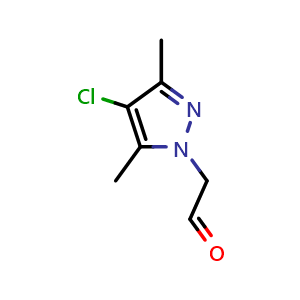 Chemical structure of 2-(4-chloro-3,5-dimethyl-1H-pyrazol-1-yl)acetaldehyde , CAS 1015939-58-8, AChemBlock S84107
