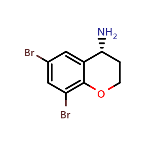 Chemical structure of (4R)-6,8-dibromo-3,4-dihydro-2H-1-benzopyran-4-amine , CAS 1015308-65-2, AChemBlock S84111