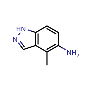 Chemical structure of 4-methyl-1H-indazol-5-amine , CAS 101257-89-0, AChemBlock S84122