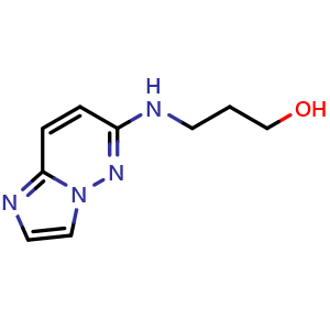 Chemical structure of 3-({imidazo[1,2-b]pyridazin-6-yl}amino)propan-1-ol , CAS 1012344-88-5, AChemBlock S84125