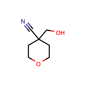 Chemical structure of 4-(hydroxymethyl)oxane-4-carbonitrile , CAS 1010836-56-2, AChemBlock S84133