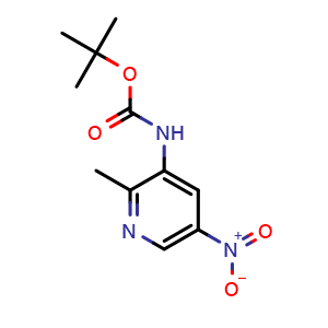 Chemical structure of tert-butyl N-(2-methyl-5-nitro-3-pyridyl)carbamate , CAS 1008139-18-1, AChemBlock S84149