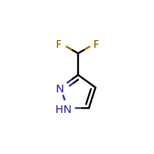 Chemical structure of 3-(difluoromethyl)-1H-pyrazole , CAS 1007468-17-8, AChemBlock S84157