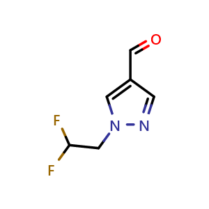 Chemical structure of 1-(2,2-difluoroethyl)-1H-pyrazole-4-carbaldehyde , CAS 1006462-72-1, AChemBlock S84187