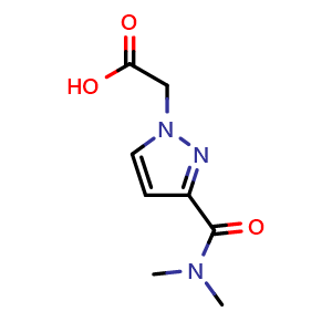 Chemical structure of 2-[3-(dimethylcarbamoyl)-1H-pyrazol-1-yl]acetic acid , CAS 1006458-64-5, AChemBlock S84190