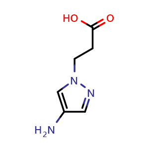 Chemical structure of 3-(4-amino-1H-pyrazol-1-yl)propanoic acid , CAS 1006455-84-0, AChemBlock S84192