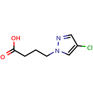 Chemical structure of 4-(4-chloro-1H-pyrazol-1-yl)butanoic acid , CAS 1006319-31-8, AChemBlock S84207